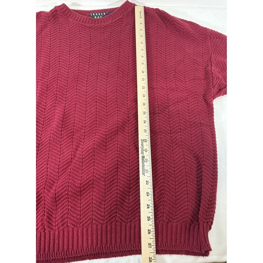 Trader Bay Vintage Cotton Sweater Men's XL USA Geometric Knit Red Crewneck 90s